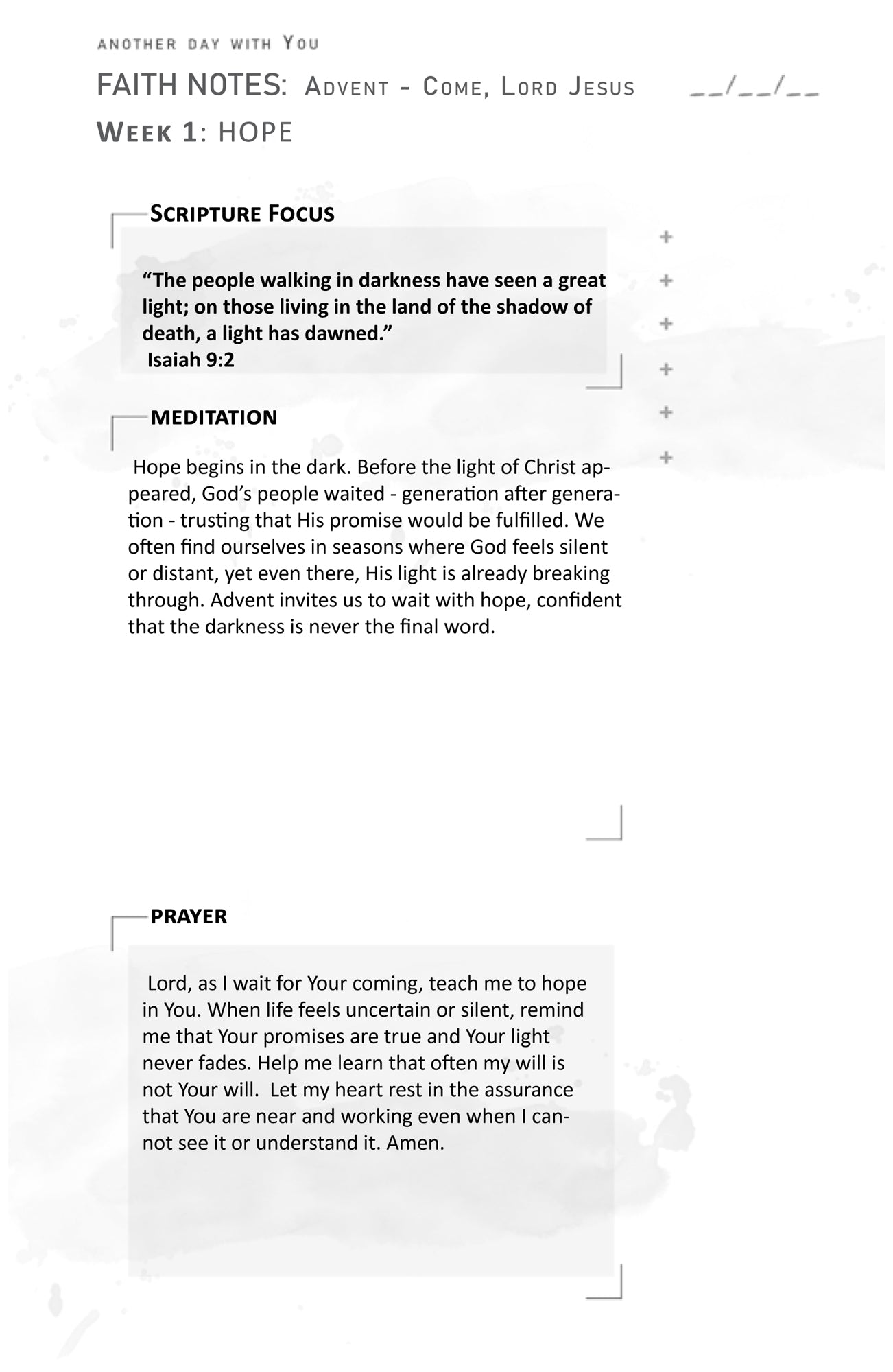 ADVENT kit Prayer Journal pages