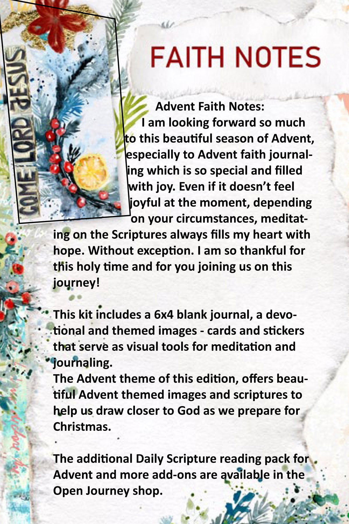 ADVENT- kit for Bible Journaling - Faith Notes series