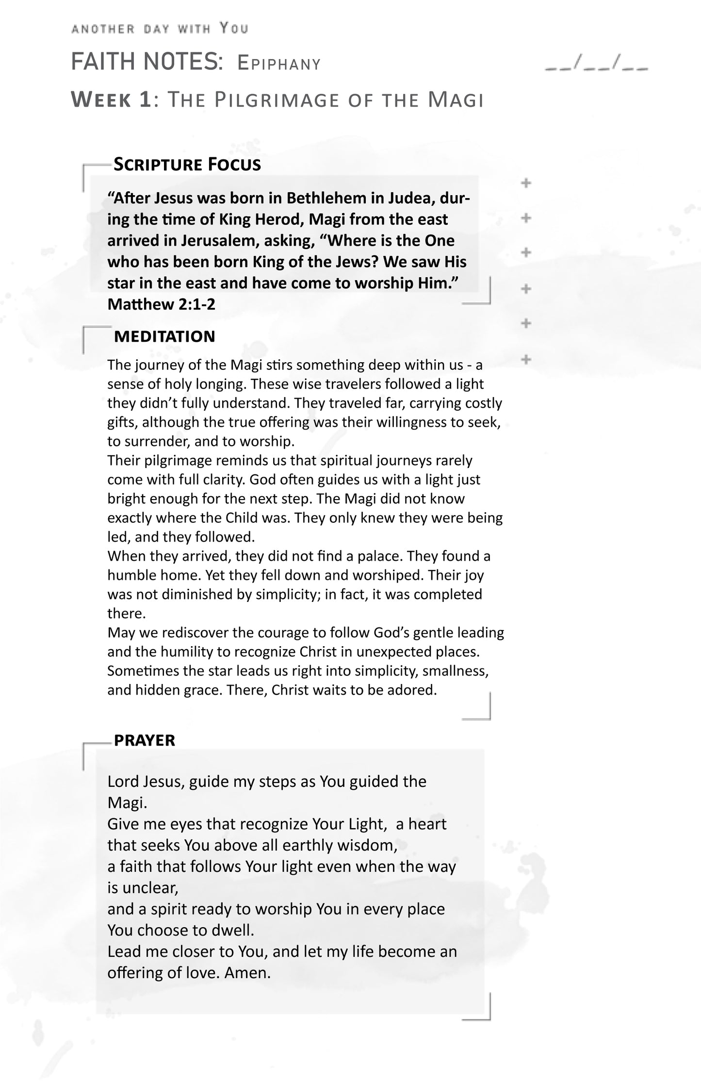 EPIPHANY kit Prayer Journal pages edition