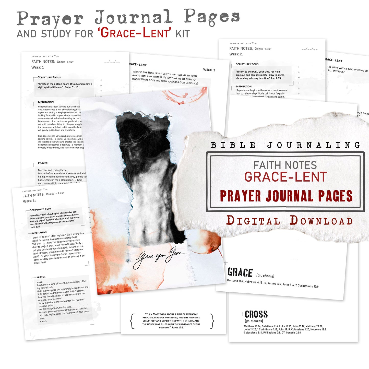 GRACE-LENT kit PRAYER JOURNAL pages edition