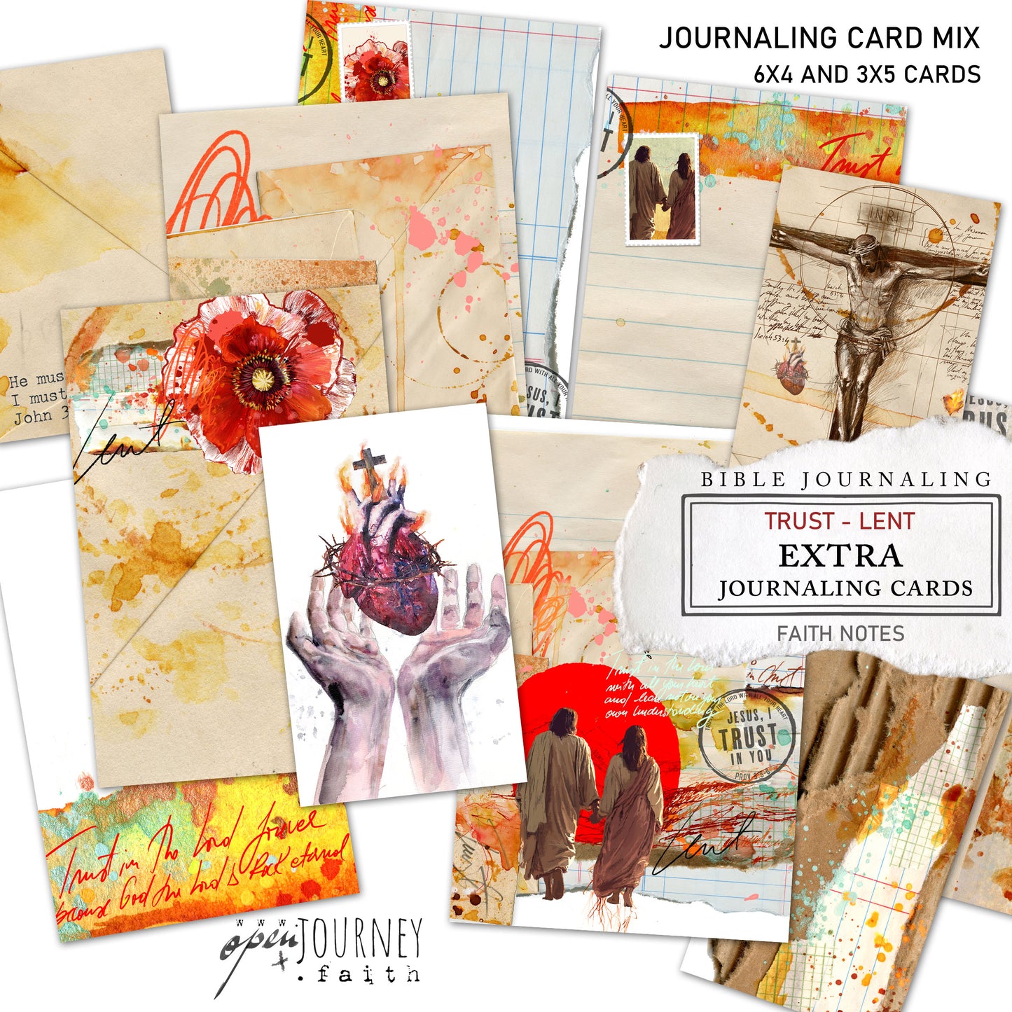 LENT-TRUST- Journaling Stickers, Tickets and cards DIGITAL DOWNLOAD