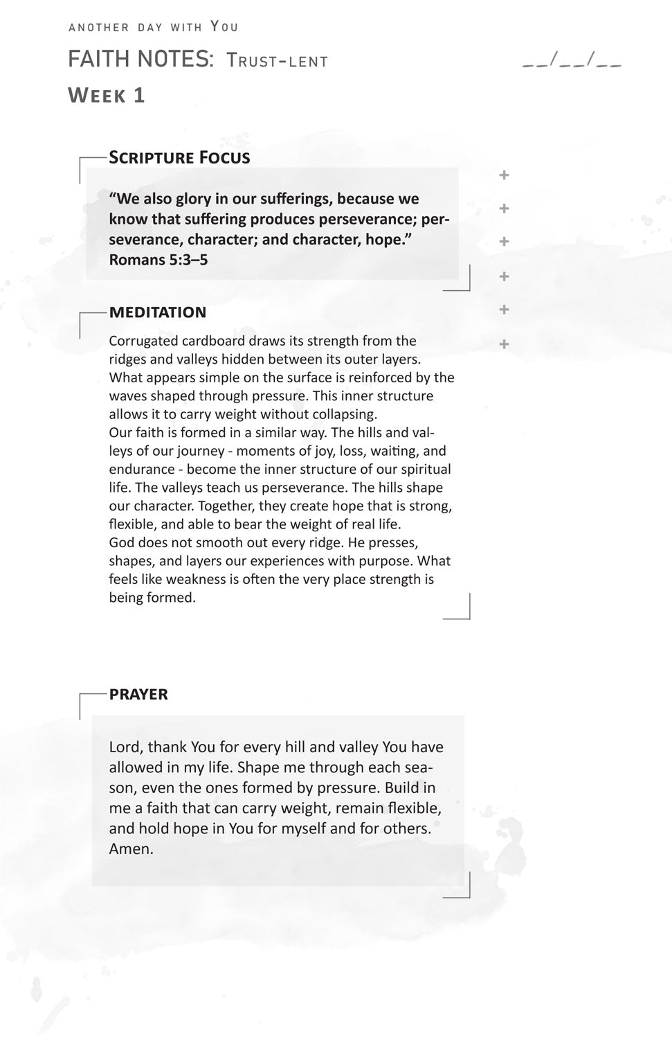 LENT-TRUST kit PRAYER JOURNAL pages edition