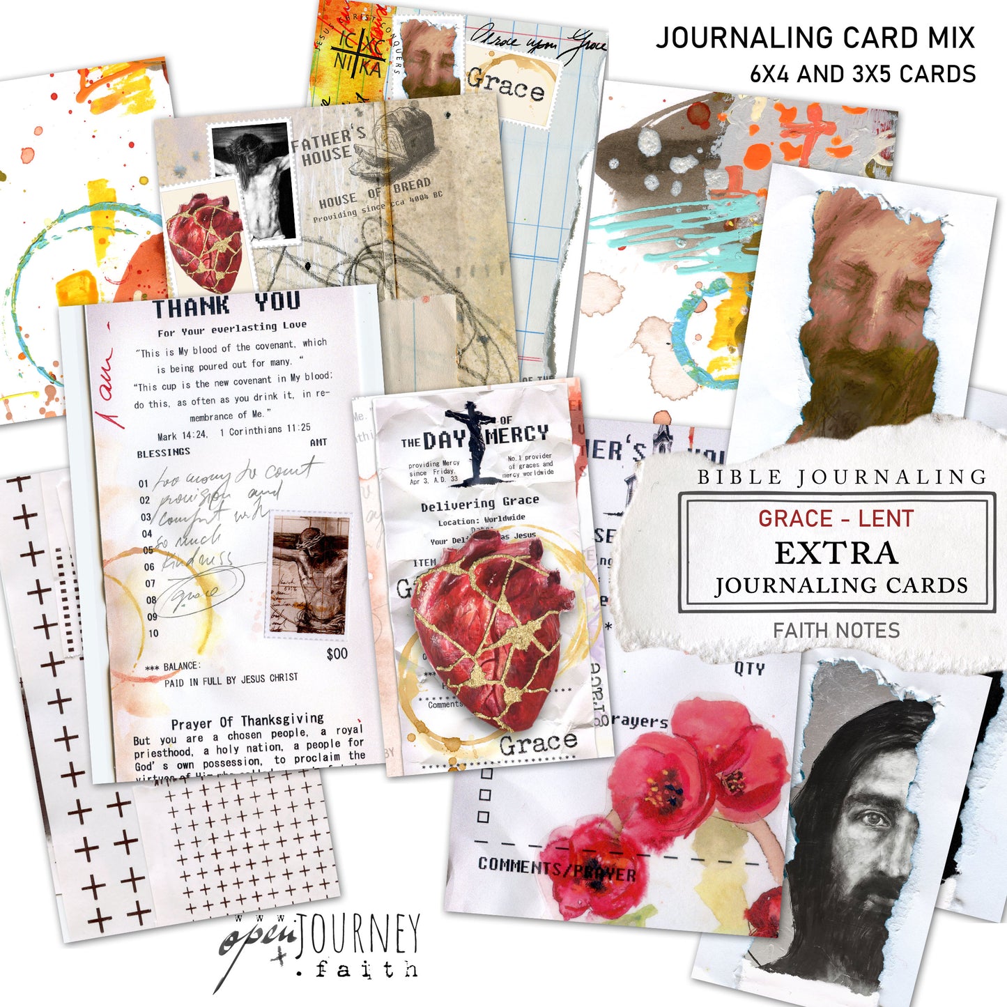 GRACE-LENT-  set of 18 JOURNALING CARDS  mix