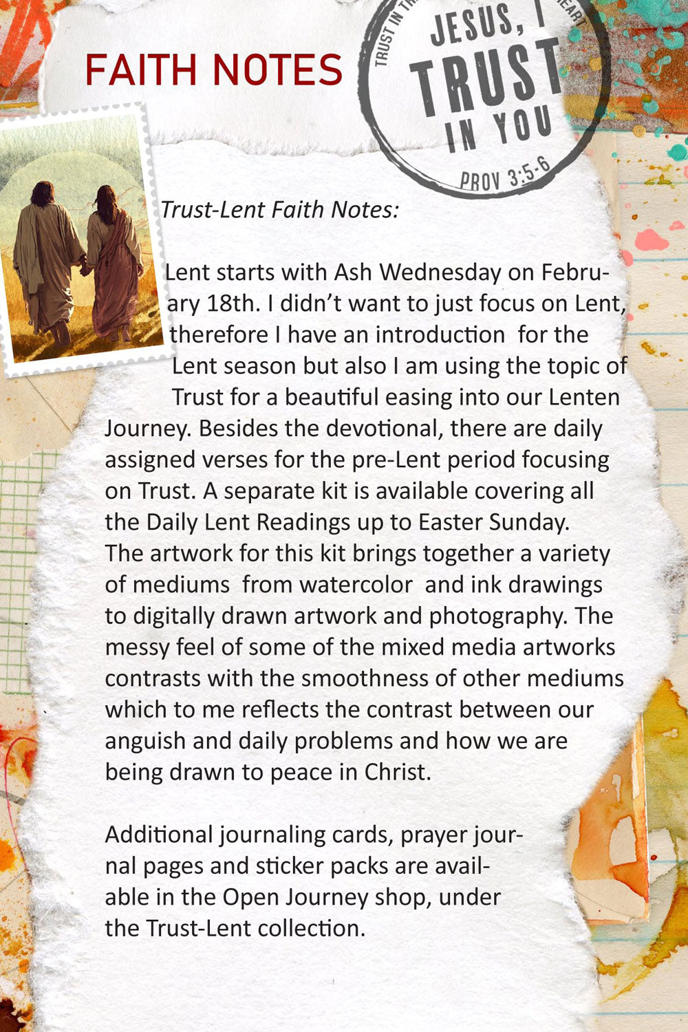 **LENT-TRUST- kit ** for Bible Journaling - Faith Notes series