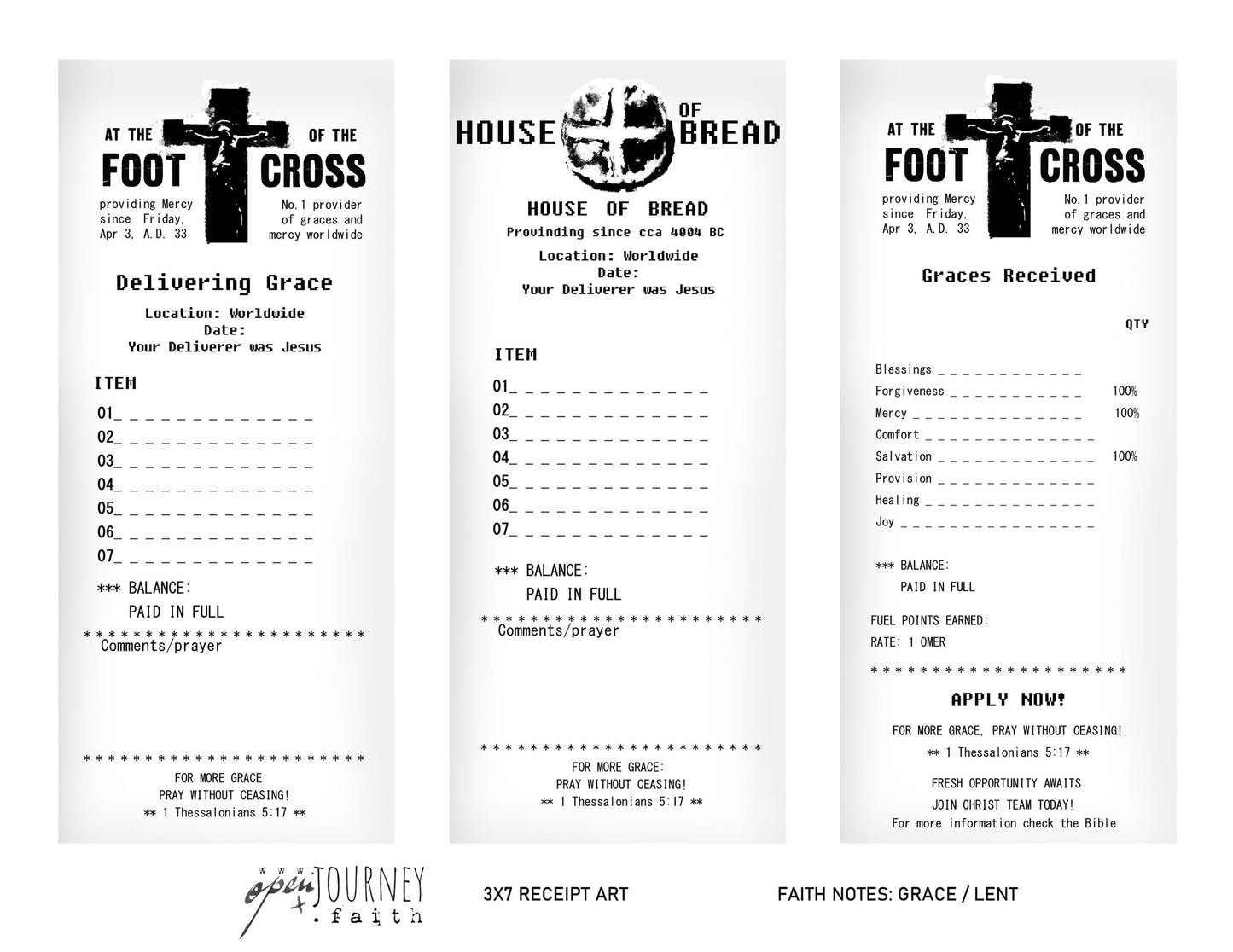 GRACE-LENT- Faith Receipts Journaling Elements
