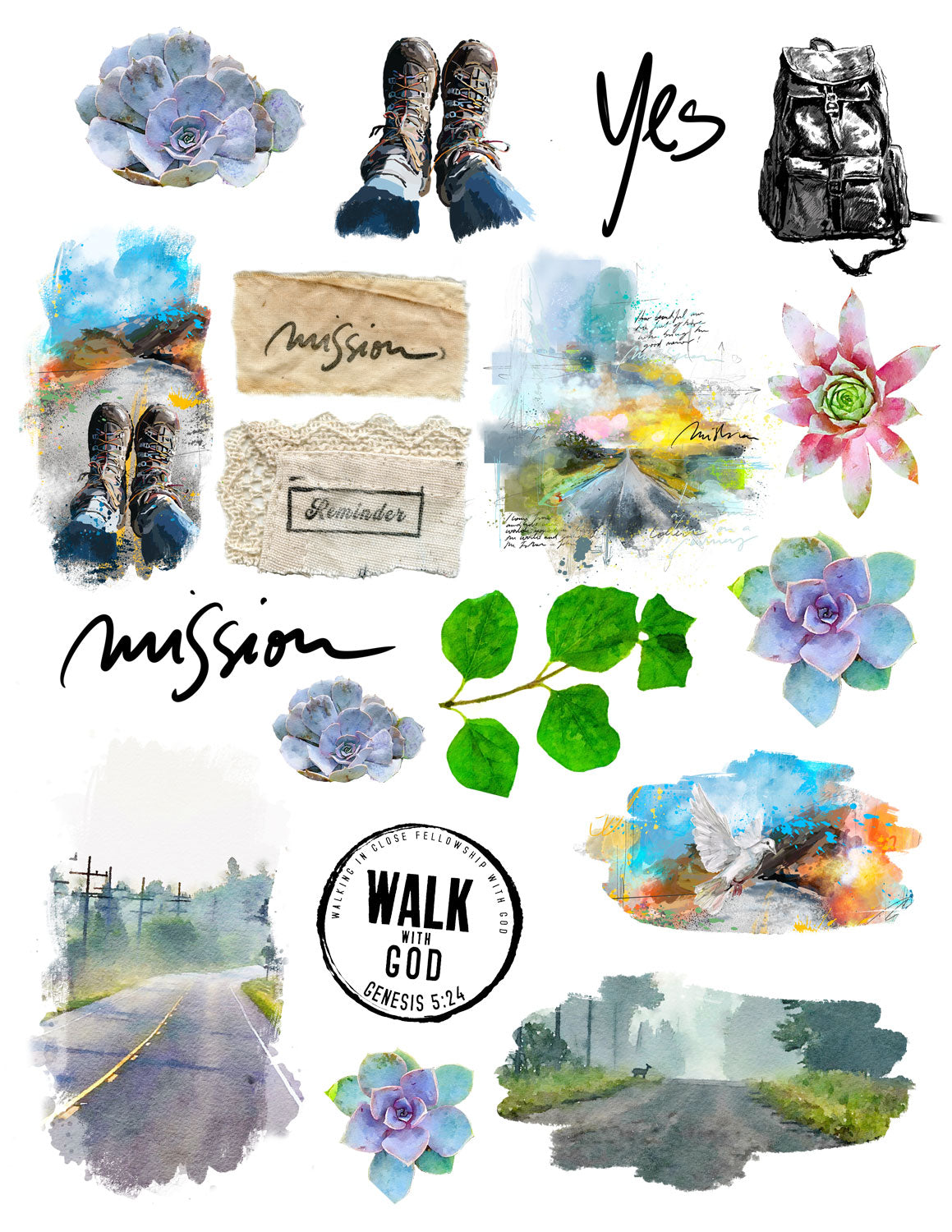 'Mission' KIT Digital Download -Bible Journaling kit Faith Notes series