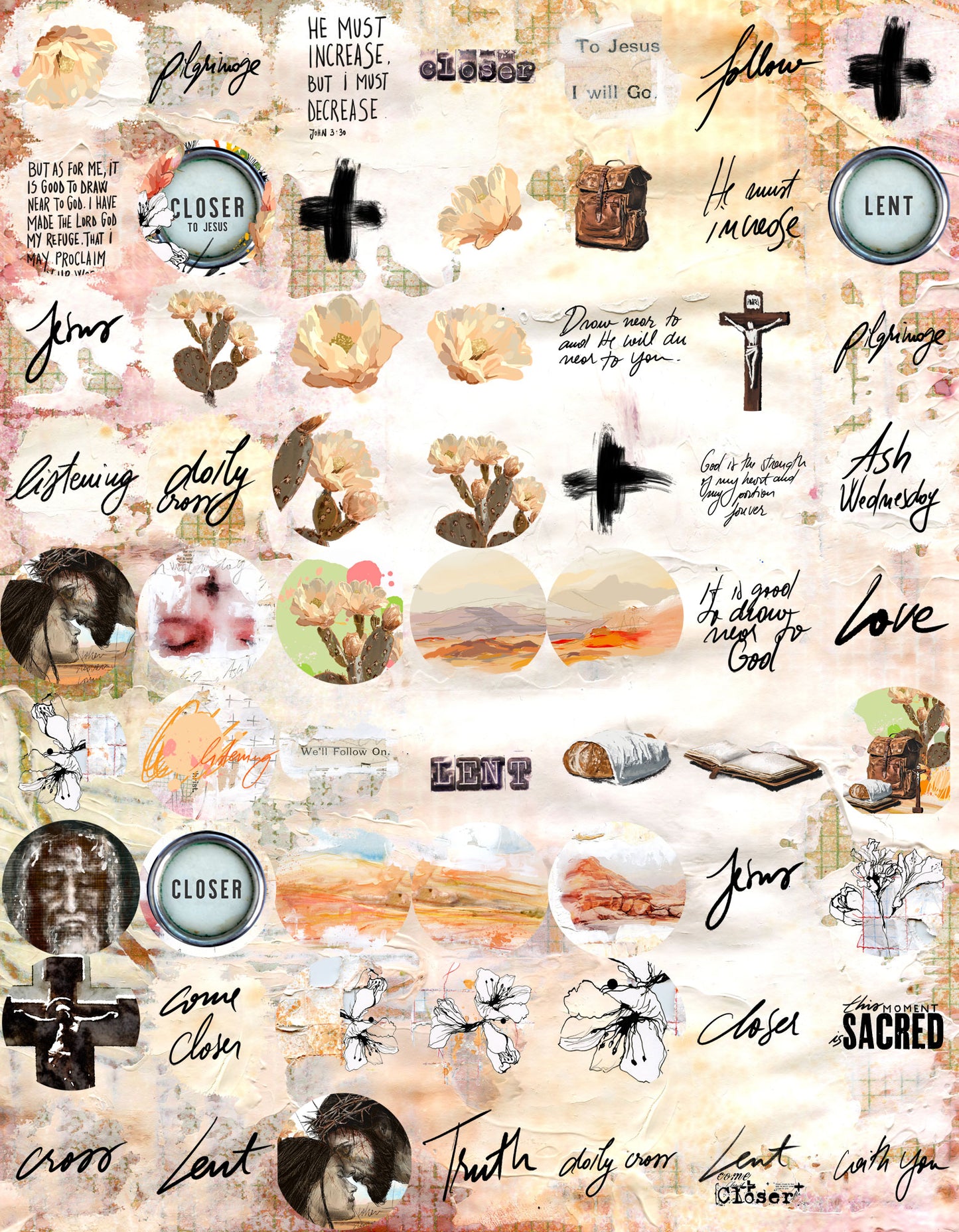 Closer - Lent DAILY Readings kit for Bible Journaling (digital download)