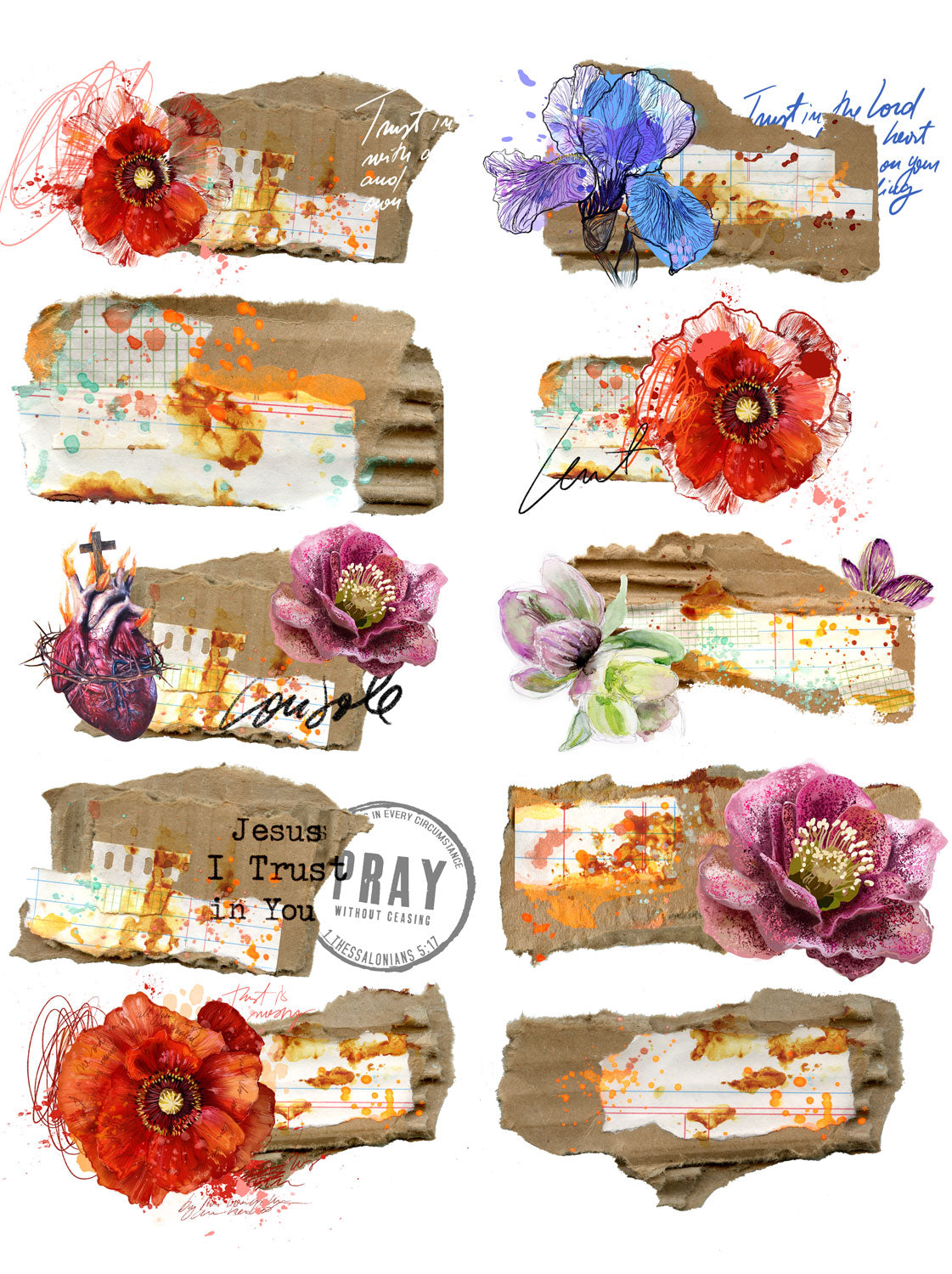 LENT-TRUST sticker pack - variety stickers for Bible Journaling