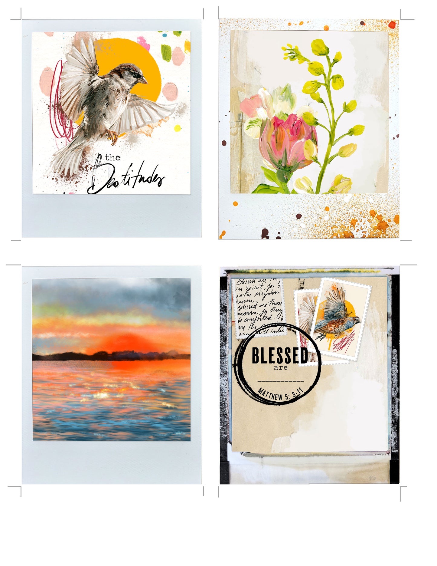 'Beatitudes 1'- 24 Journaling Polaroid style Cards