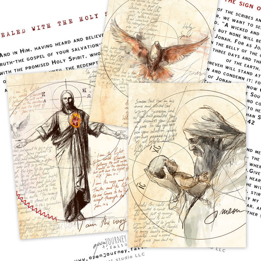 3 Prayer Card Set - Holy Spirit, Jesus and Simeon's Blessing