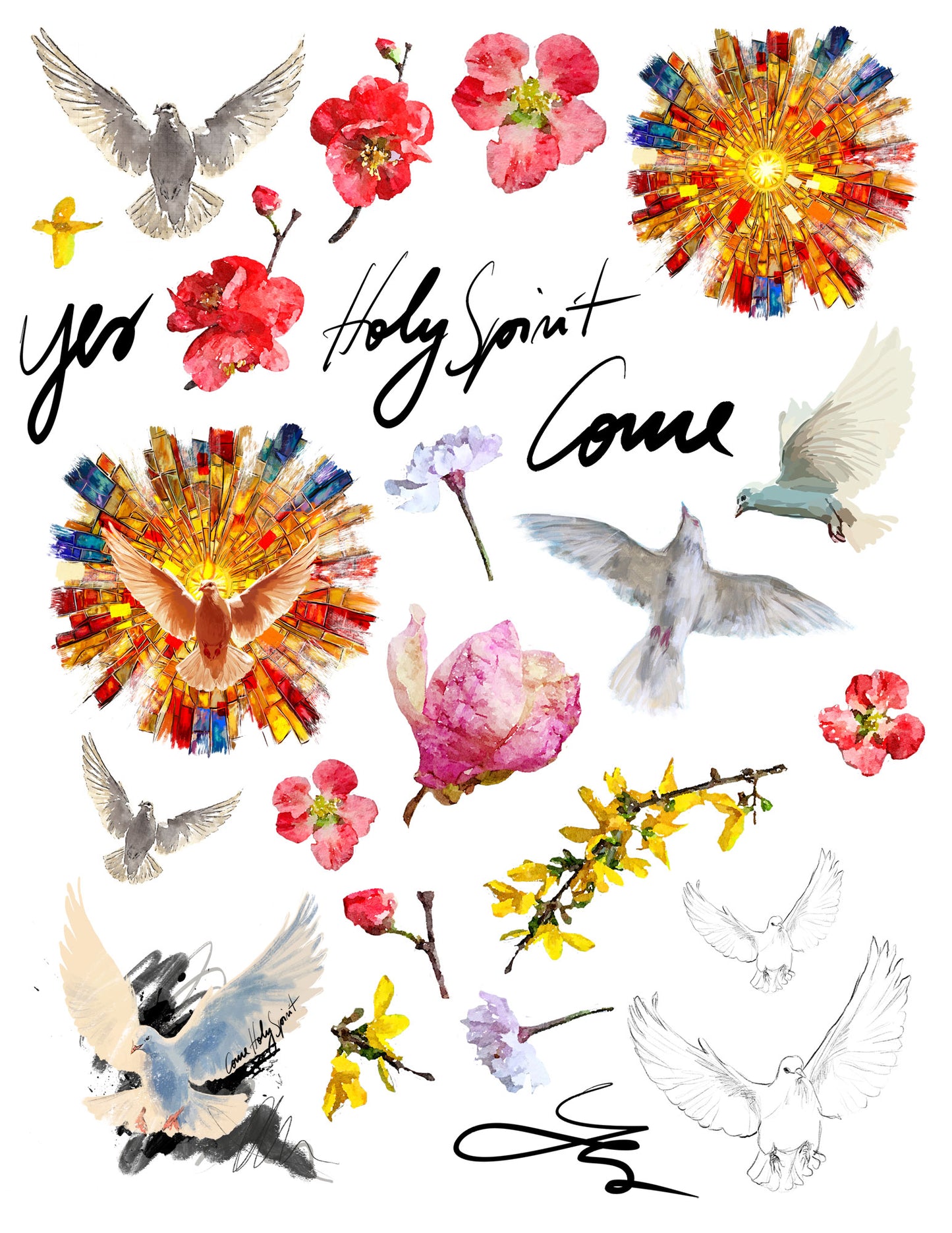 HOLY SPIRIT-Take 4 Bible Journaling kit- digital download