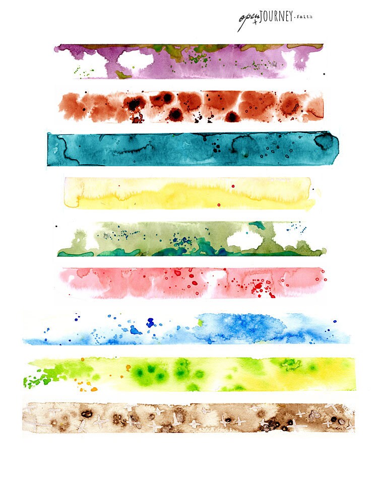 Washi Strips, watercolor designs - digital download for bible journaling, card making and craft