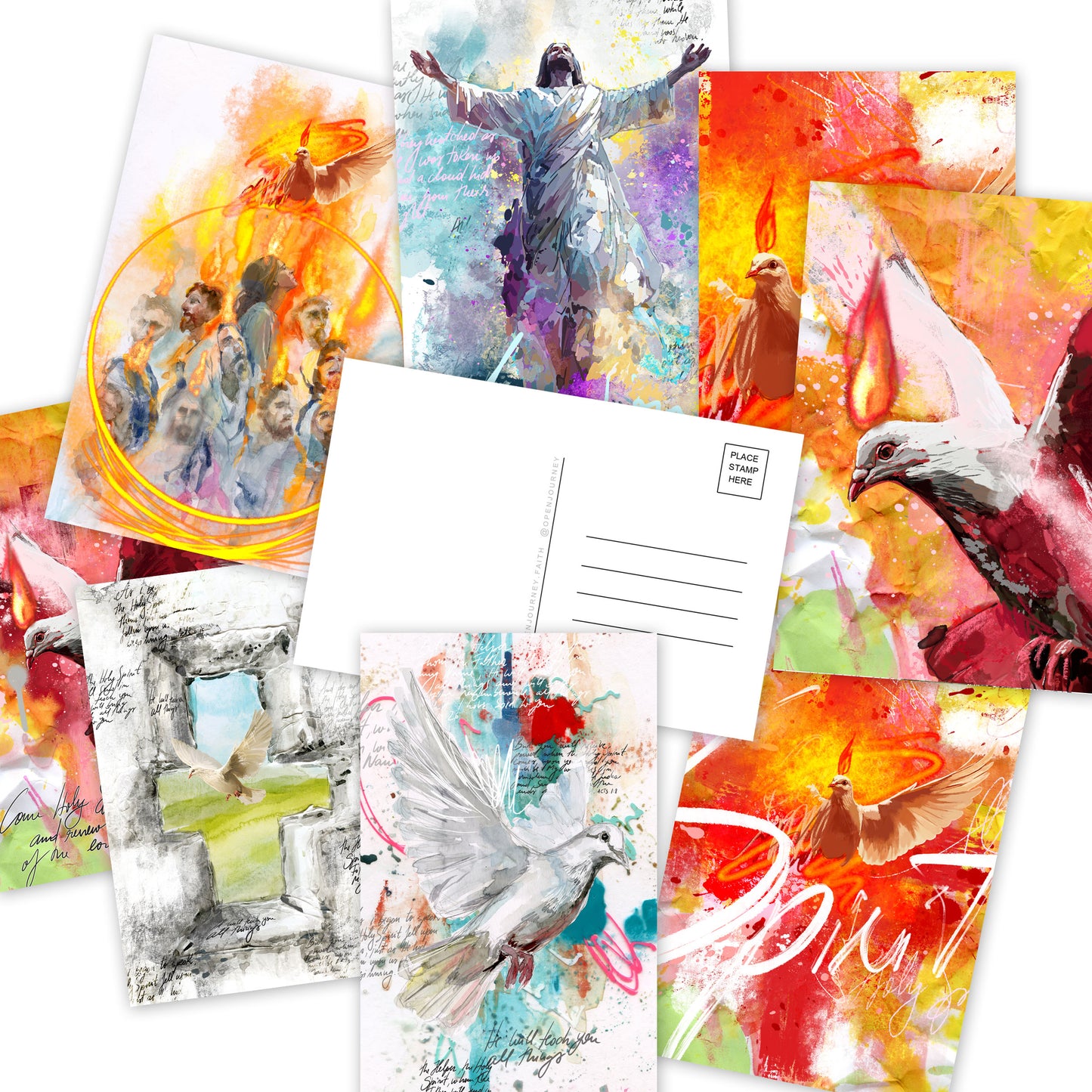 ASCENT-DESCENT POSTCARDS- set of 8 postcards-Holy Spirit, Ascension and Pentecost