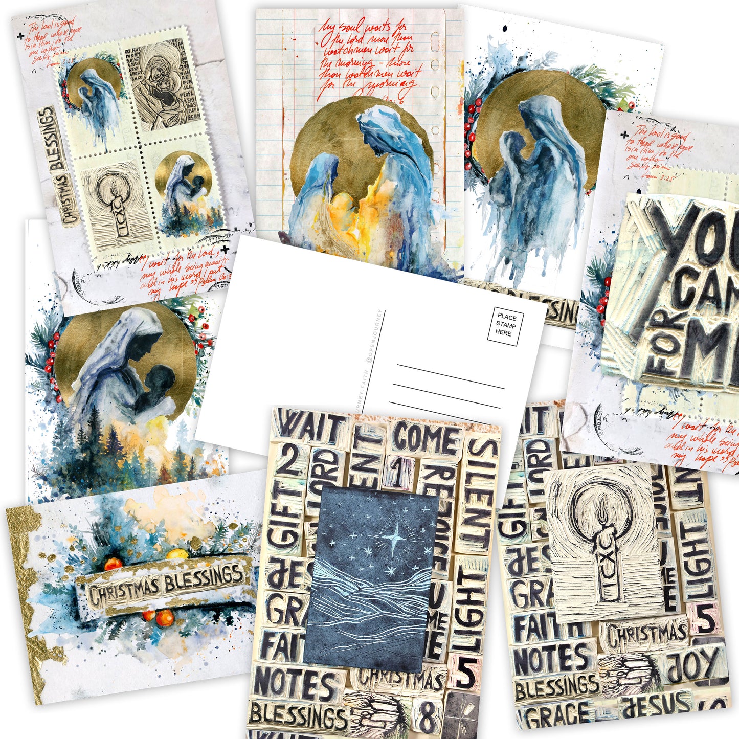 ADVENT / CHRISTMAS POSTCARDS- set of 8 postcards