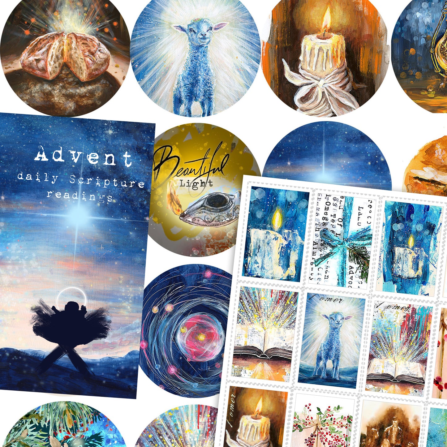 ADD ON Beautiful 4 - Advent Reading plan, Journaling Post Stamps and Stickers - digital download