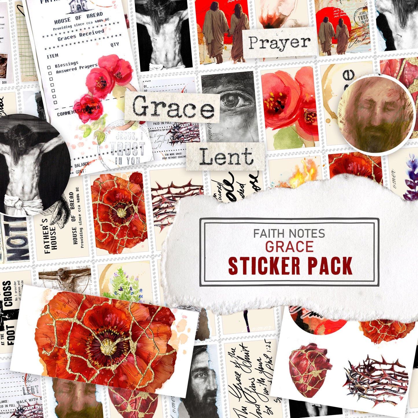 GRACE-LENT sticker pack - variety stickers for Bible Journaling