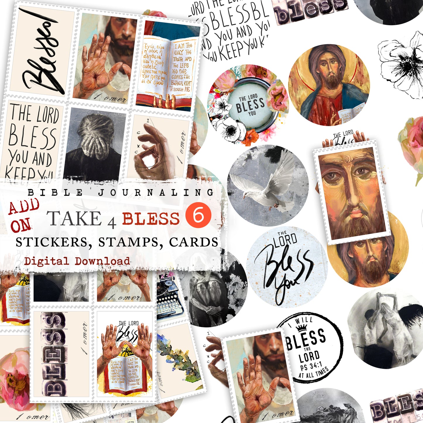 Blessed kit ADD ON  - digital download- Journaling Stickers and cards