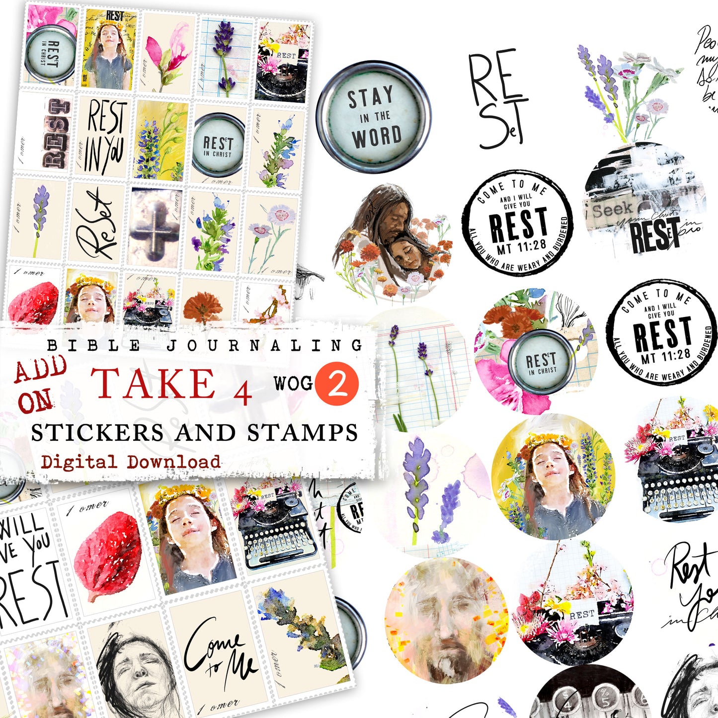 ADD ON "Rest" - Journaling Stickers - digital download