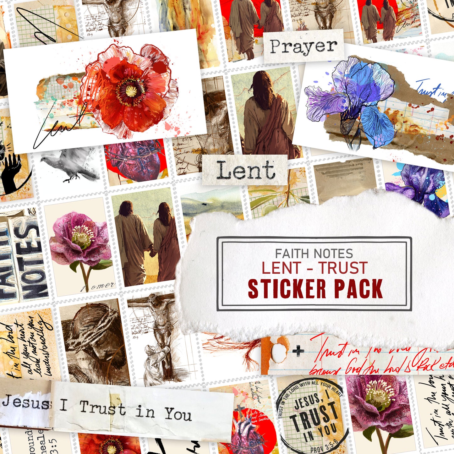 LENT-TRUST sticker pack - variety stickers for Bible Journaling