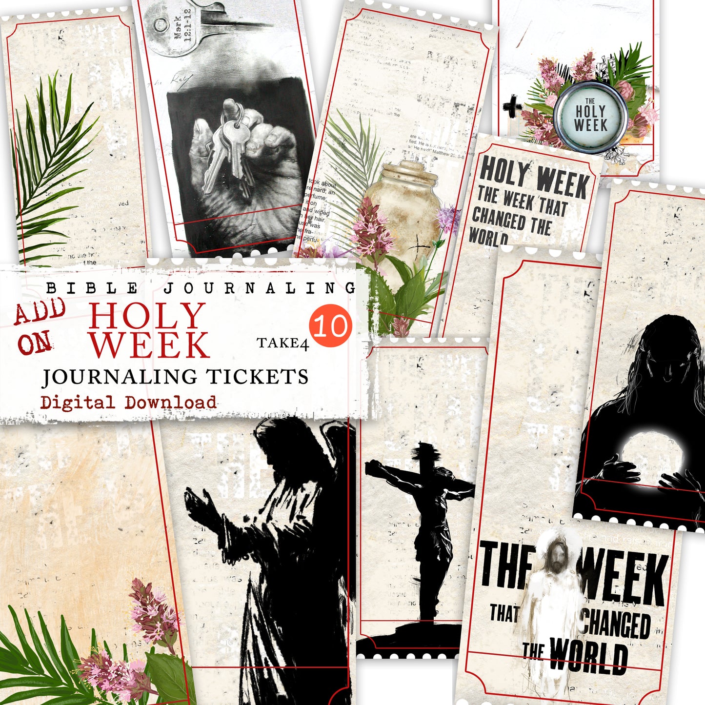 HOLY WEEK -Journaling Tickets and Cards - digital download