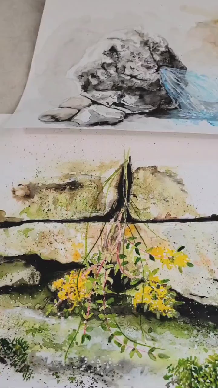 God is my Rock - original watercolor painting