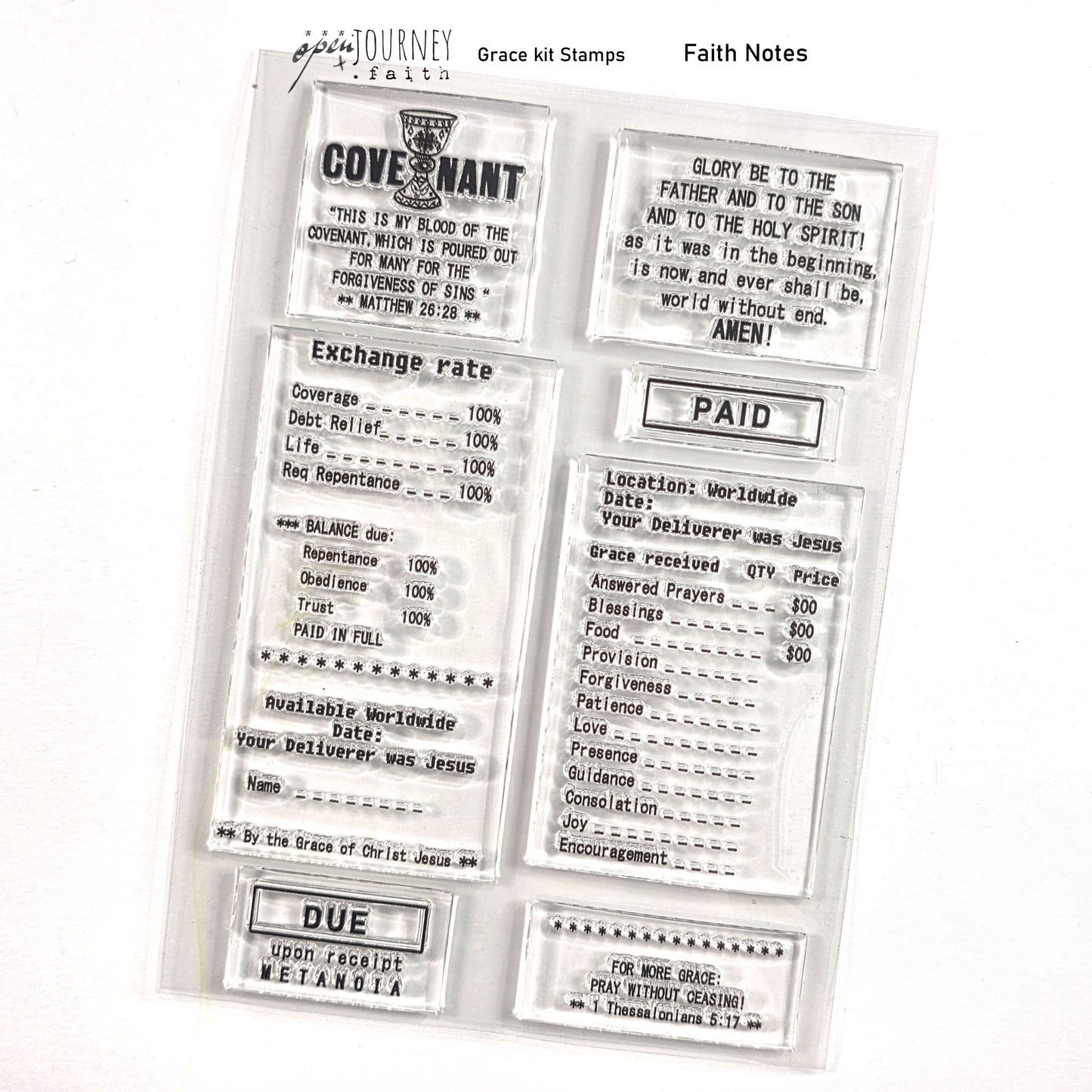 Receipt GRACE-LENT Stamp sets  - Faith Notes