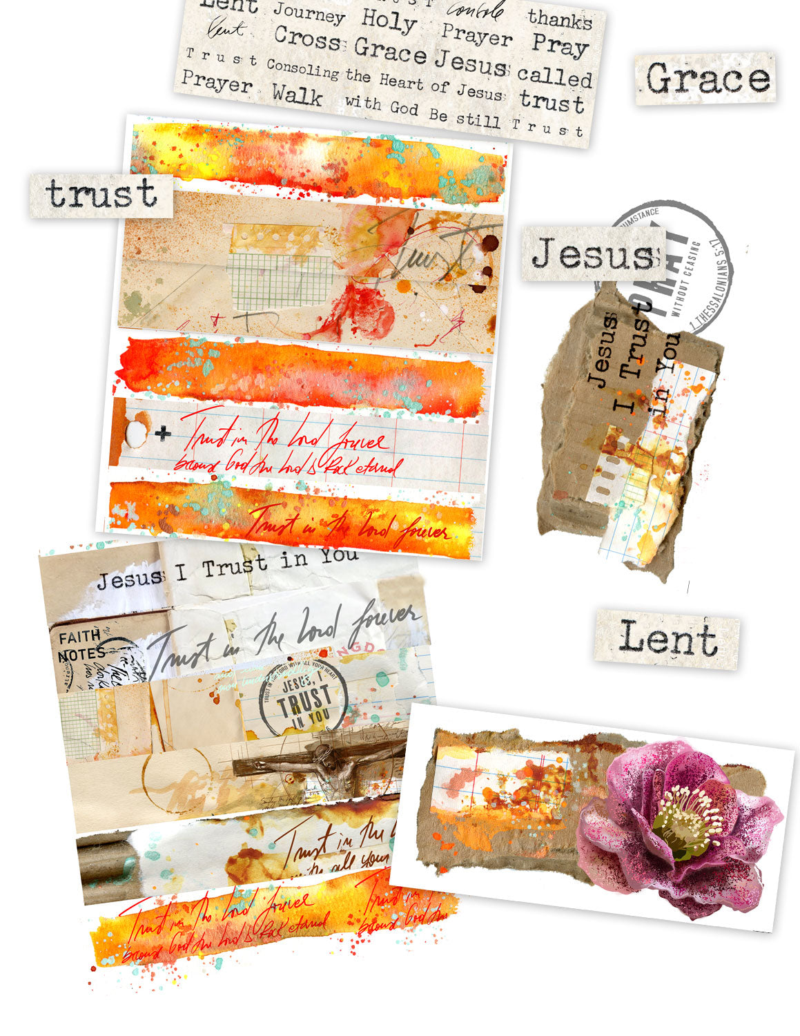 LENT-TRUST- Journaling Stickers, Tickets and cards DIGITAL DOWNLOAD