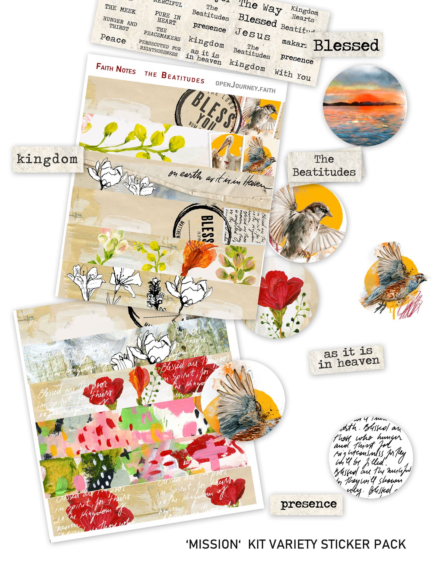 Beatitudes 1 sticker pack - variety stickers for Bible Journaling