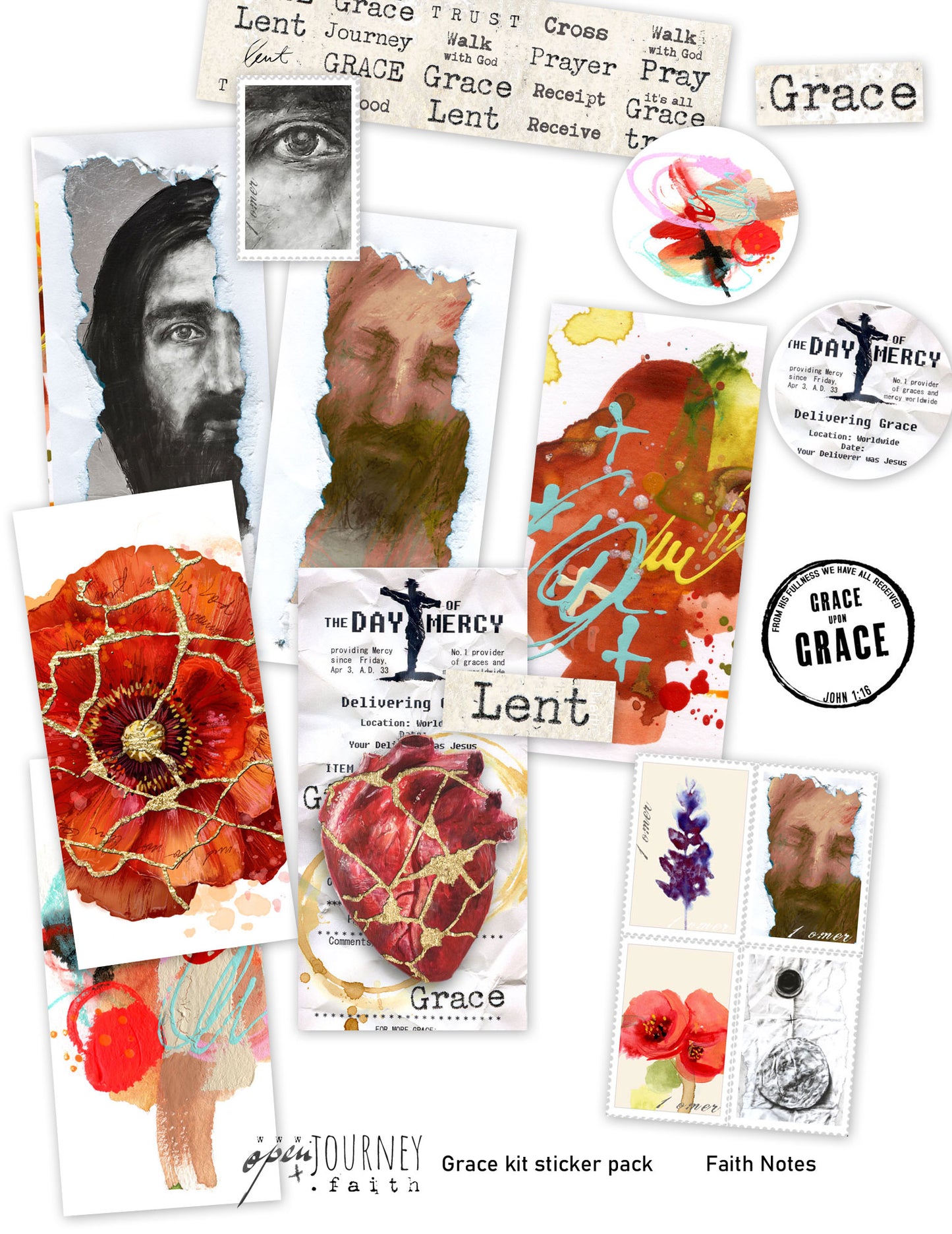 GRACE-LENT sticker pack - variety stickers for Bible Journaling