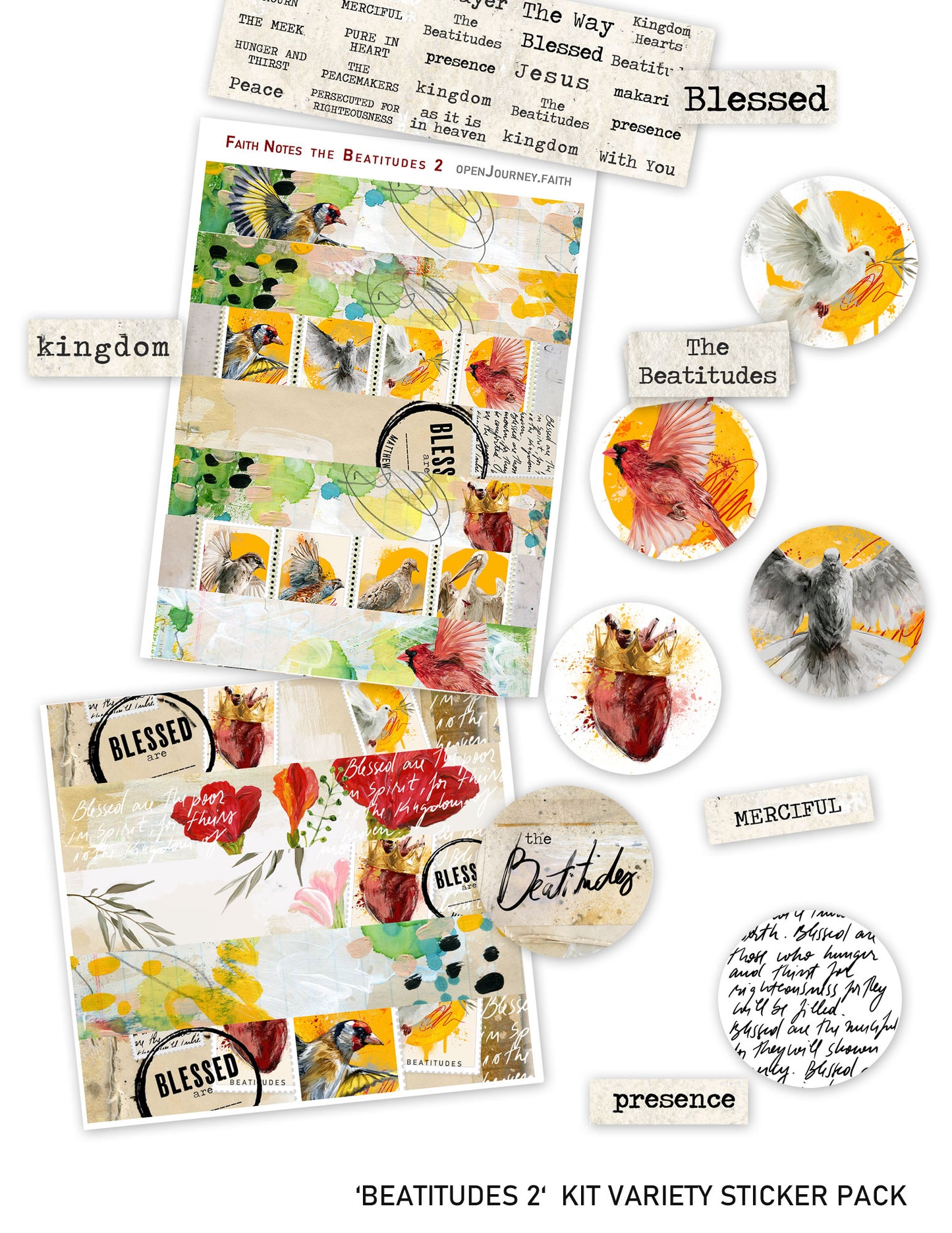 Beatitudes 2- Add-ons DIGITAL DOWNLOAD: Journaling Stickers and card sets