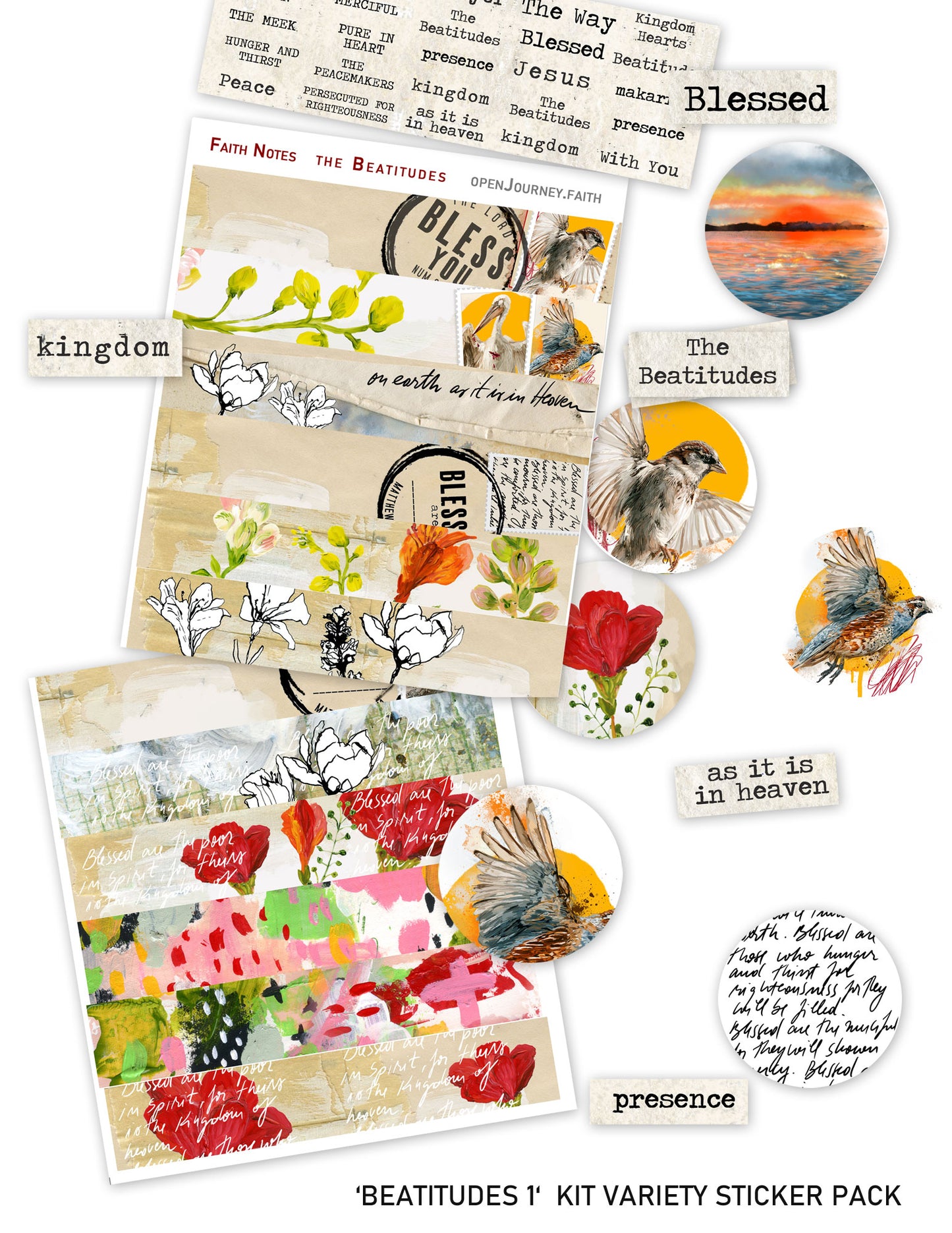 Beatitudes 1 sticker pack - variety stickers for Bible Journaling