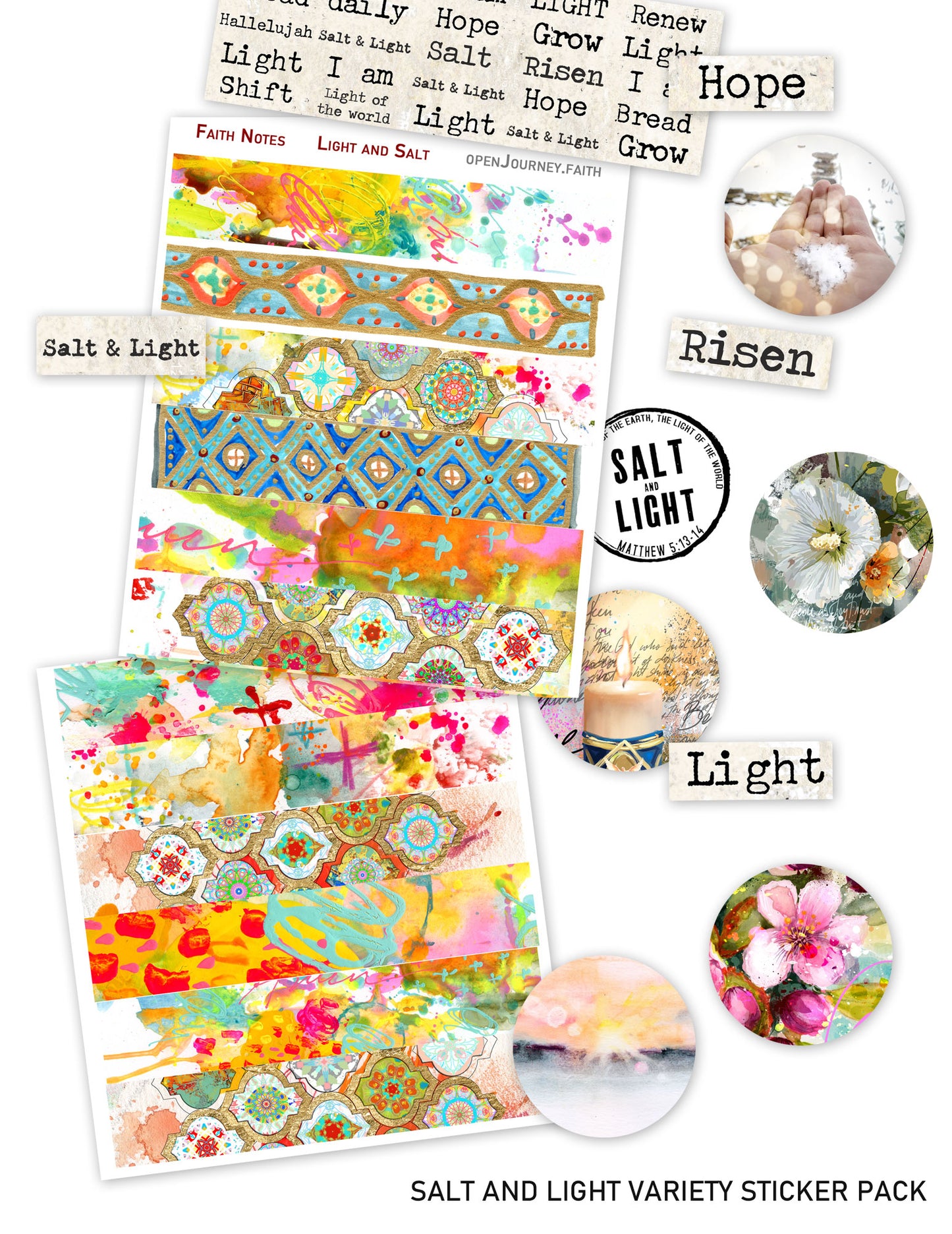 SALT AND LIGHT sticker pack - variety stickers for Bible Journaling