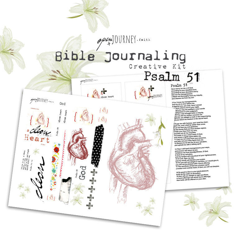Psalm 51 - a Bible journaling creative kit -digital download