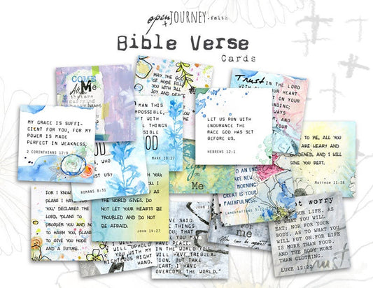 Inspirational Bible Verse Cards and art - set of 24 - digital download