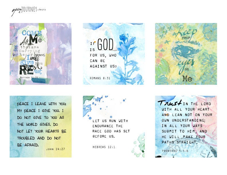 Inspirational Bible Verse Cards and art - set of 24 - digital download