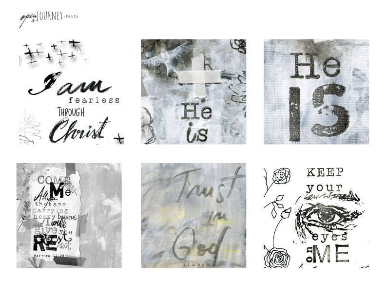 Inspirational Bible Verse Cards and art - set of 24 - digital download