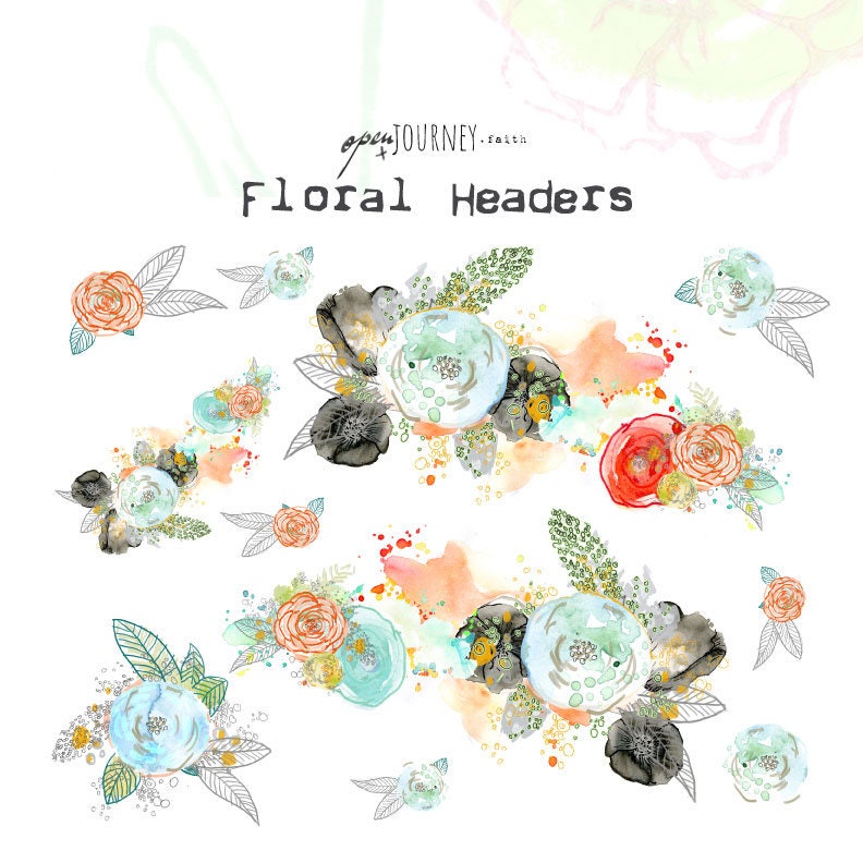 Floral Headers - digital download for bible journaling, card making and craft