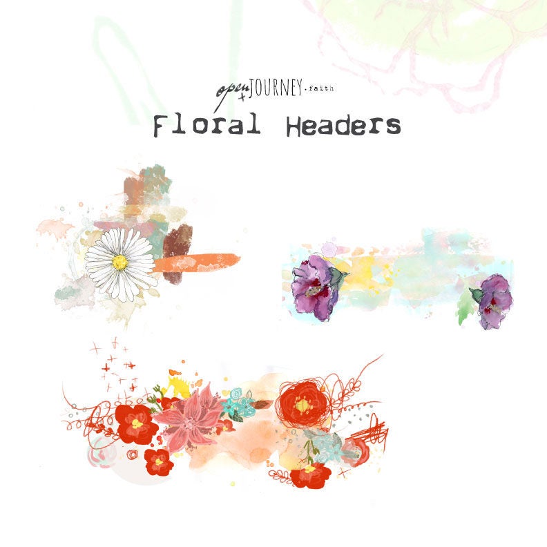 Floral Headers - digital download for bible journaling, card making and craft