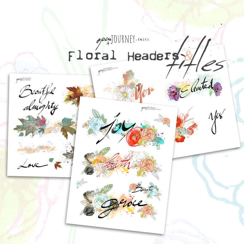 Floral Headers and Titles - digital download for bible journaling, card making and craft