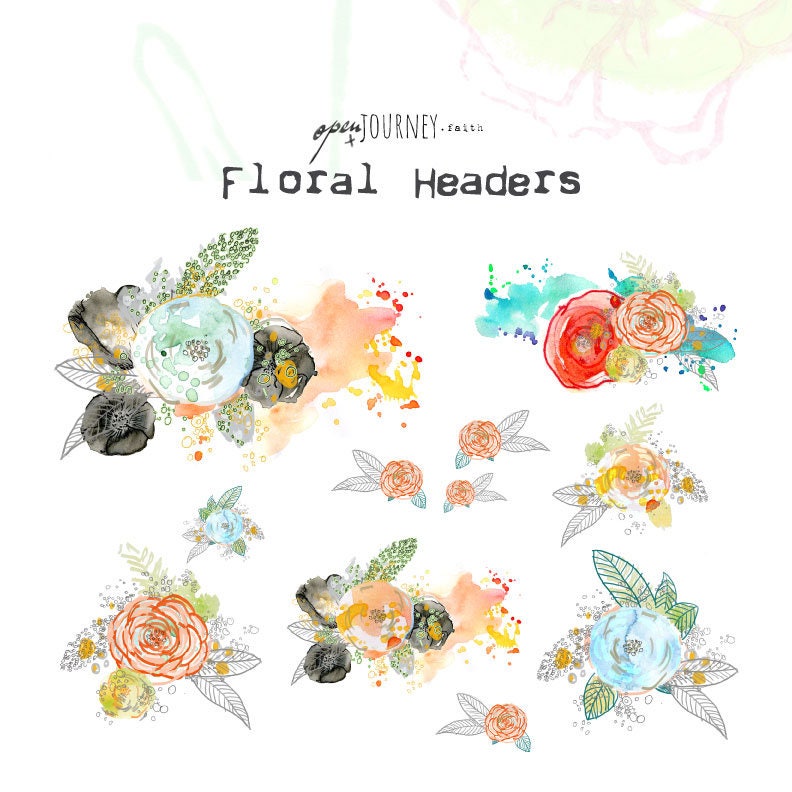 Floral Headers - digital download for bible journaling, card making and craft