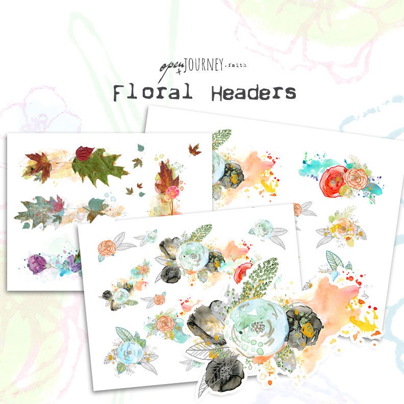 Floral Headers - digital download for bible journaling, card making and craft