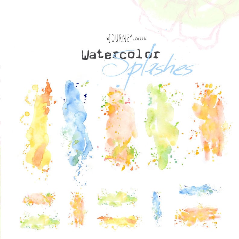 Watercolor splashes - digital download for bible journaling, card making and craft