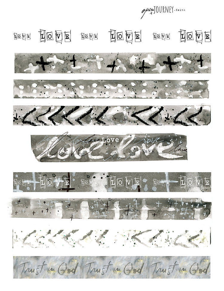 Washi Strips, Love theme - digital download for bible journaling, card making and craft