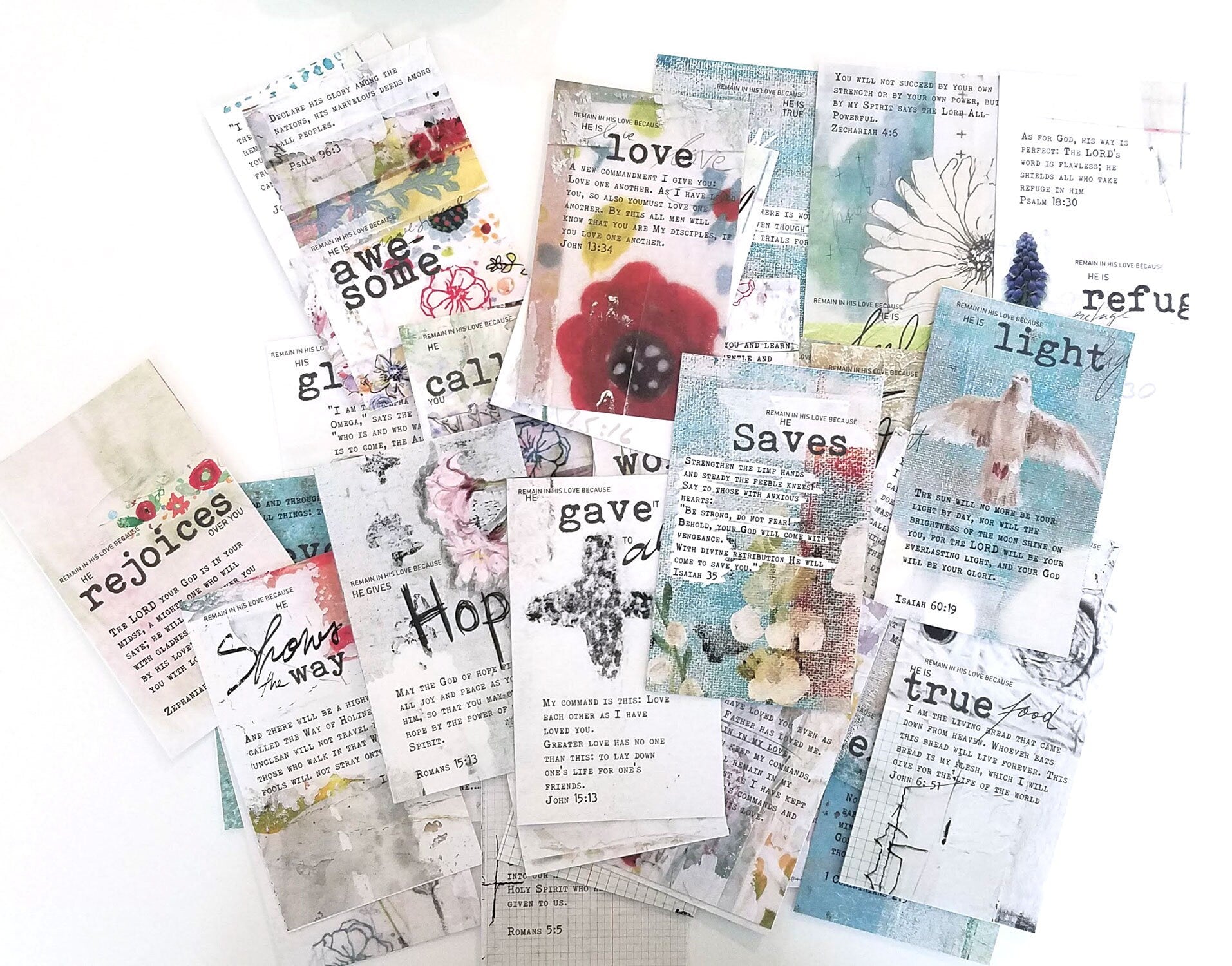 Remain in My Love - set of 40 Bible Journaling Cards with prompts and Bible verses