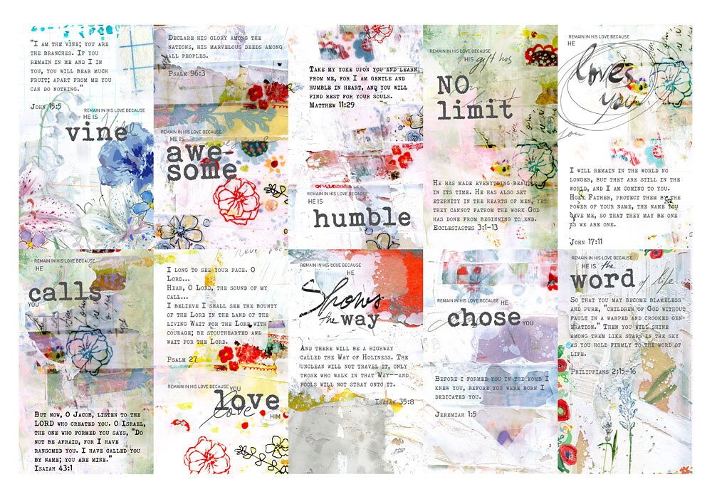 Remain in My Love - set of 40 Bible Journaling Cards with prompts and Bible verses