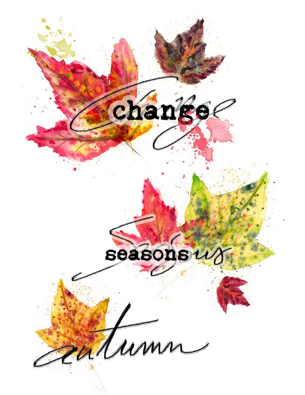 Change is Beautiful - digital download fall leaves and hand lettered titles for Bible Journaling