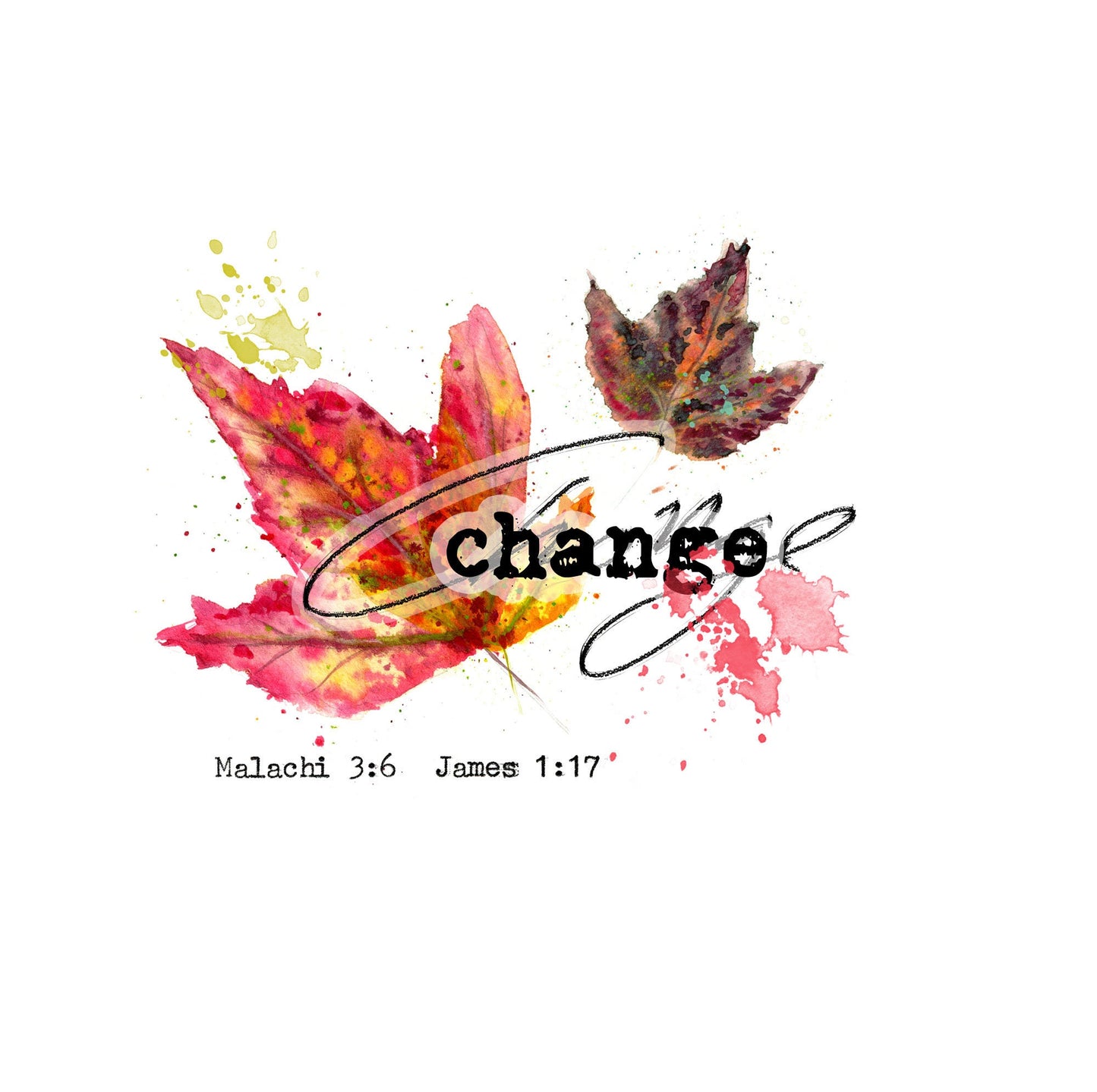 Change is Beautiful - digital download fall leaves and hand lettered titles for Bible Journaling