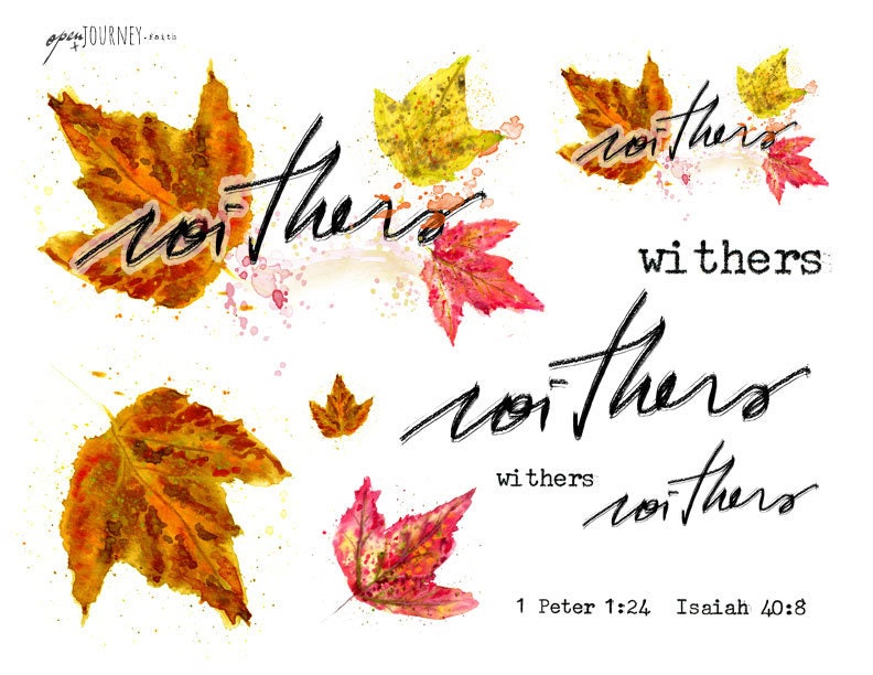 Change is Beautiful - digital download fall leaves and hand lettered titles for Bible Journaling