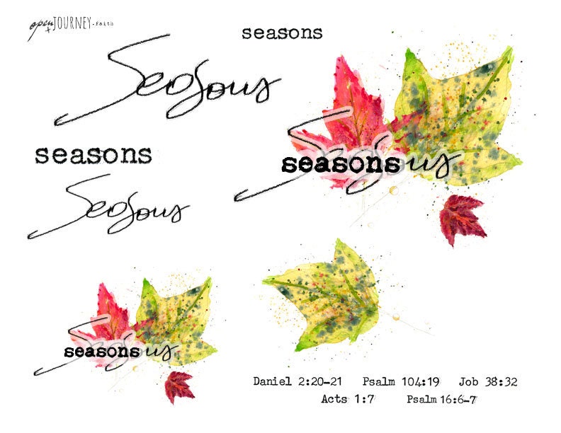 Change is Beautiful - digital download fall leaves and hand lettered titles for Bible Journaling