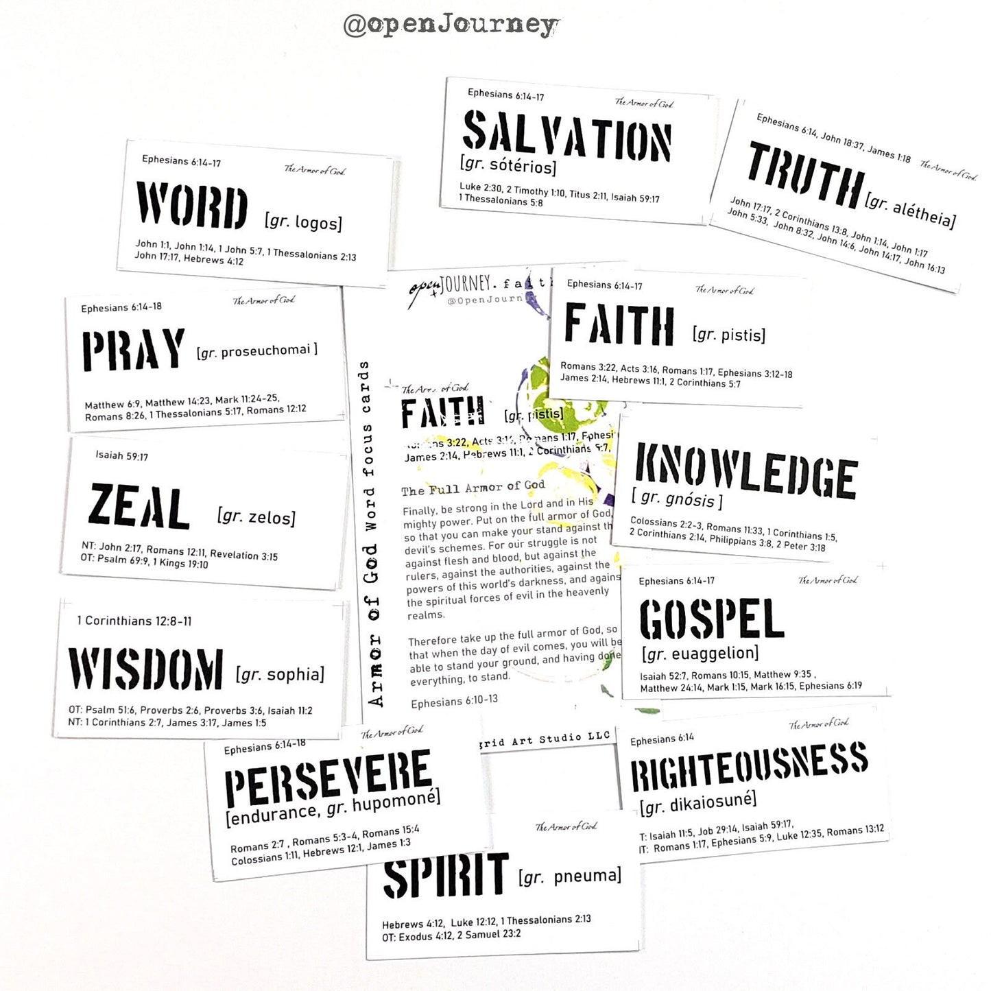 Word Focus- ARMOR of GOD journaling cards